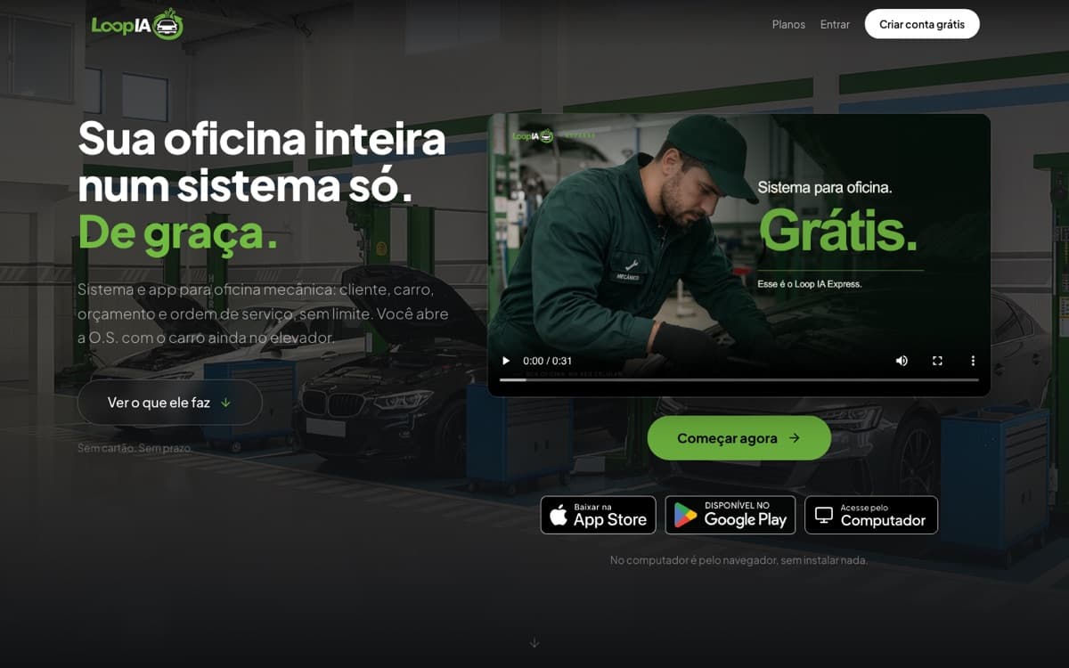 Página inicial do LoopIA