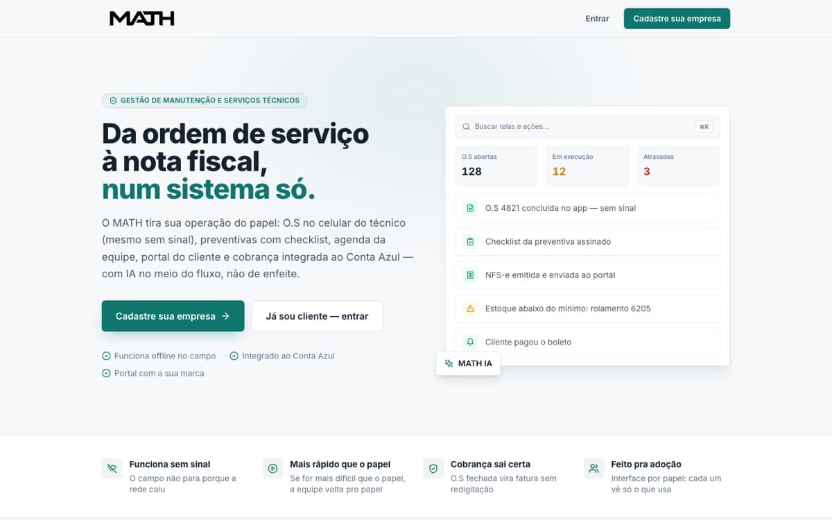 Página inicial do Math